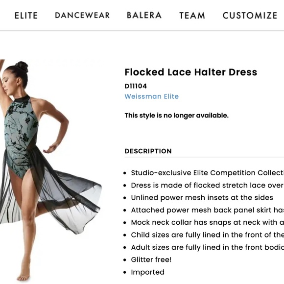 Weissman lyrical green lace lyrical dress dance costume small - Picture 4 of 6